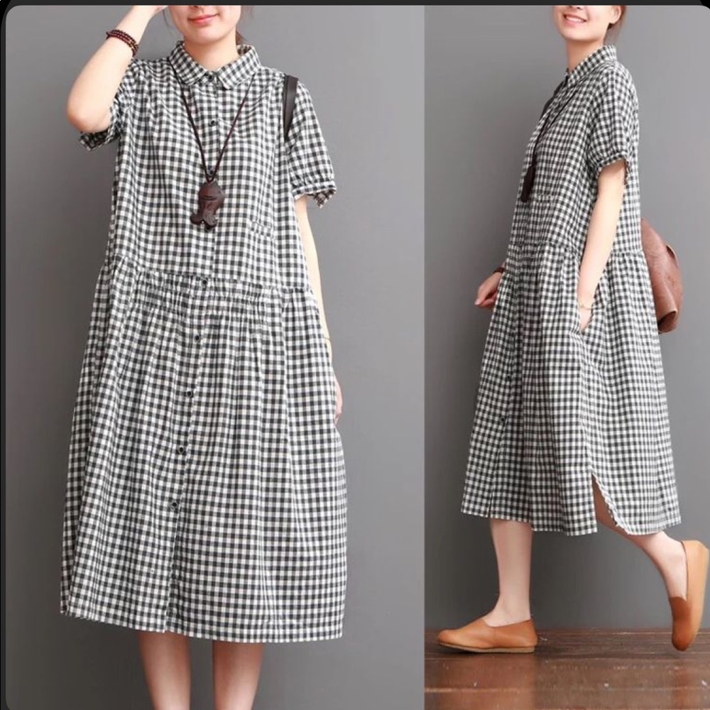 ❤️ Boyfriend style oversized plaid dress